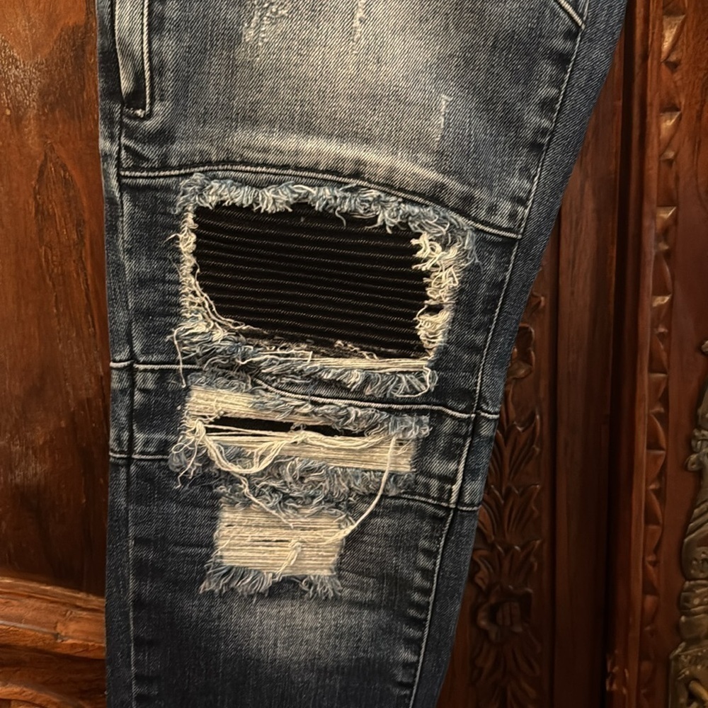 NWT A Seven Jeans Denim Distressed Low Rise Super Skinny Button Fly Jeans - Picture 6 of 10